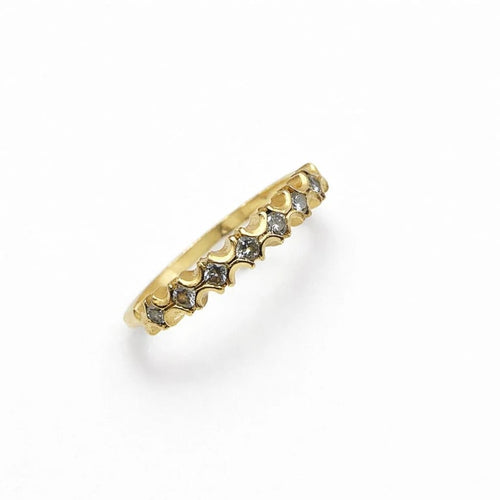 Bague 57 Bague alliance ondulée en or jaune 750 sertie de diamants 58 Facettes 50411