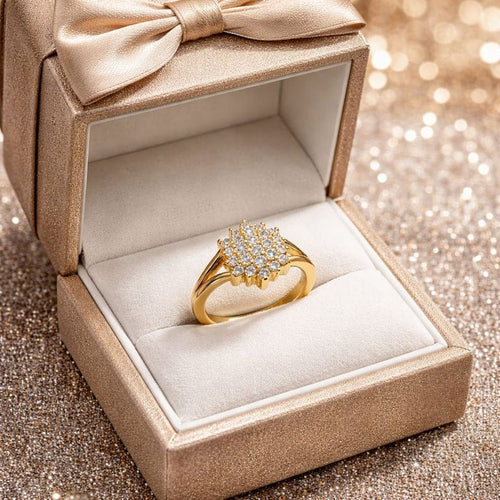 Bague 52 Bague motif floral en or jaune 18 carats et diamants 58 Facettes 50413
