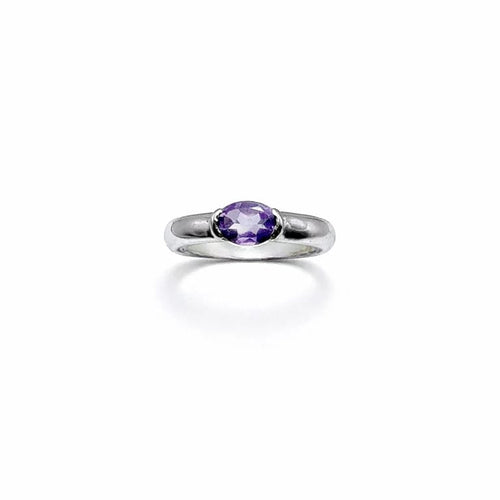 Bague 56 Bague en or blanc 750 avec améthyste naturelle ovale 58 Facettes 50416