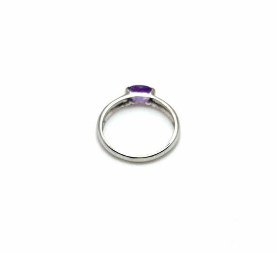 Bague 56 Bague en or blanc 750 avec améthyste naturelle ovale 58 Facettes 50416