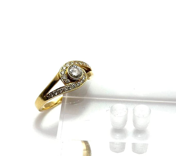 Bague 55 Bague vintage en or jaune 750 avec diamants (0,40 ct) 58 Facettes 50417