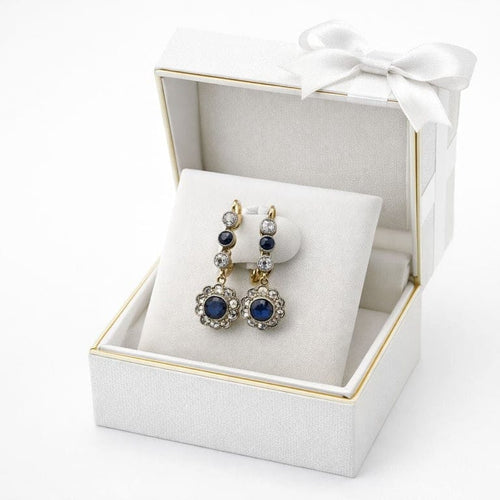 Boucles d'oreilles Boucles d’oreilles Art déco en or jaune 750 et platine, saphir et diamants 58 Facettes 50421