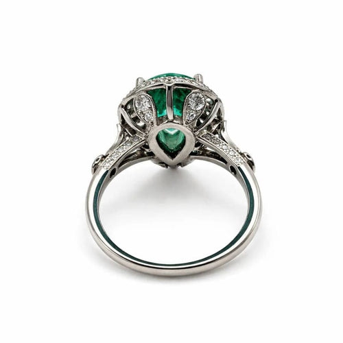 Bague 54 Bague Art déco en platine avec émeraude poire et diamants 58 Facettes 50159