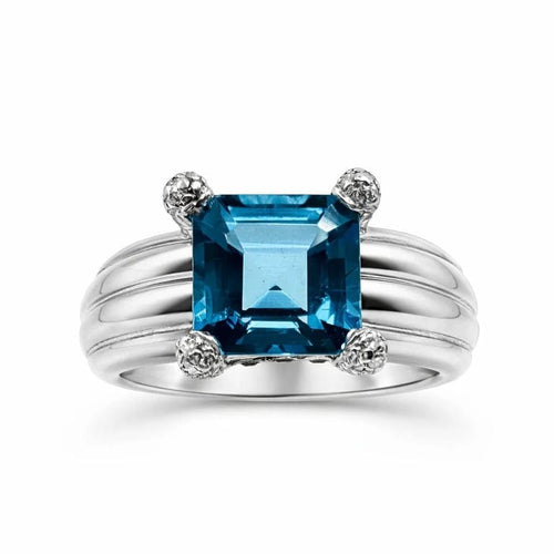 Bague 62 Bague en platine 900 avec topaze, diamants et rubis 58 Facettes 50112