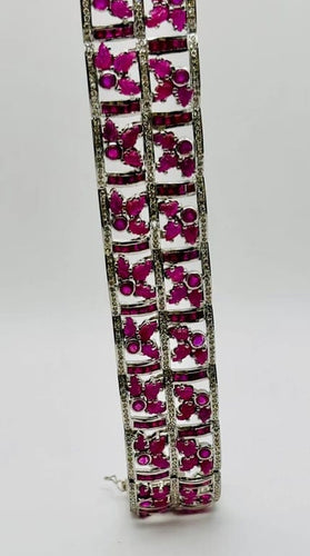 Bracelet Bracelet Art déco en or blanc 18 ct avec rubis et diamants 58 Facettes 50084