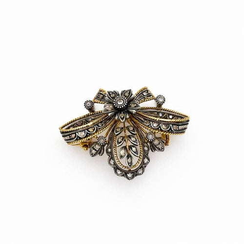 Broche Broche vintage en or jaune, argent et diamants 58 Facettes 50143