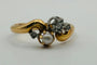 Bague 54 Bague Toi et Moi Art déco en or jaune, perle et diamants 58 Facettes 50118