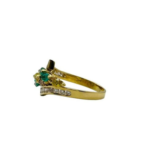 Bague 53 Bague en or jaune 750 sertie d’émeraudes et diamants taille marquise 58 Facettes P30001