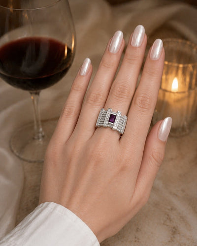 Bague 53 Bague - Rubis et diamants en or blanc 58 Facettes 50167