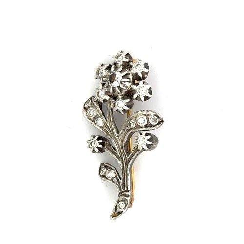 Broche Broche florale vintage espagnole en or et argent, saphirs incolores 58 Facettes 50195