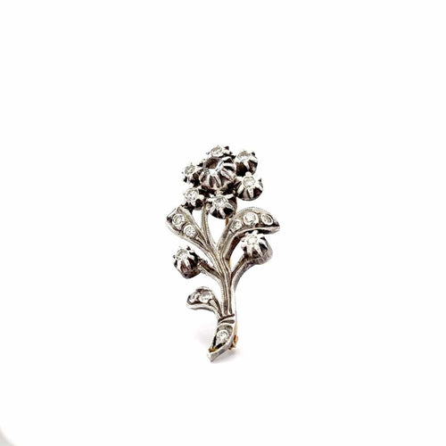 Broche Broche florale vintage espagnole en or et argent, saphirs incolores 58 Facettes 50195