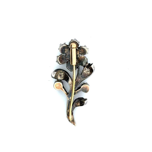Broche Broche florale vintage espagnole en or et argent, saphirs incolores 58 Facettes 50195