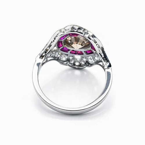 Bague 52 Bague Art déco en platine avec diamants et rubis 58 Facettes 50241