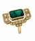 Bague 54 Bague Art déco en or jaune 18k avec émeraude et diamants 58 Facettes 50252