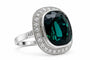 Bague 55 Bague - Tourmaline verte et diamants en or blanc 18k 58 Facettes 50248