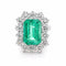 Bague 54 Bague rosette en or blanc 18 carats avec émeraude et diamants 58 Facettes 50200