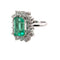 Bague 54 Bague rosette en or blanc 18 carats avec émeraude et diamants 58 Facettes 50200
