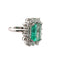 Bague 54 Bague rosette en or blanc 18 carats avec émeraude et diamants 58 Facettes 50200