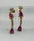 Boucles d'oreilles Boucles d'oreilles longues en or jaune 750 avec rubis et diamants 58 Facettes 50256