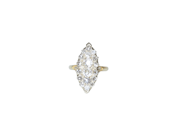 Bague 52 Bague marquise - Bague diamants en or jaune 58 Facettes