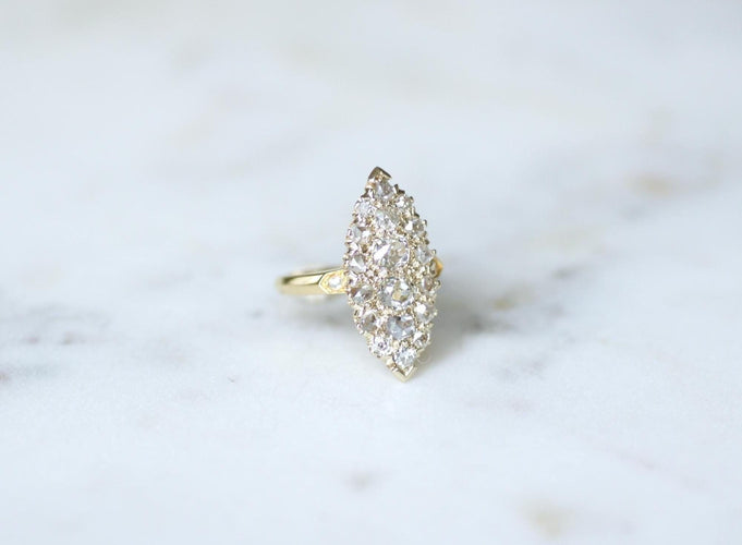 Bague 52 Bague marquise - Bague diamants en or jaune 58 Facettes