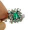 Bague 57 Bague halo en or 14 carats avec émeraude et diamants 58 Facettes 50267