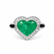 Bague 53 Bague en platine avec émeraude taille cœur, diamants et onyx 58 Facettes 50280