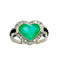 Bague 53 Bague en platine avec émeraude taille cœur, diamants et onyx 58 Facettes 50280