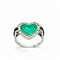 Bague 53 Bague en platine avec émeraude taille cœur, diamants et onyx 58 Facettes 50280