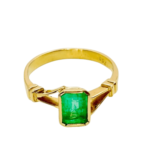 Bague 53 Bague en or jaune 18 carats avec émeraude naturelle taille émeraude 58 Facettes 50292