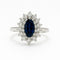 Bague 55 Bague en or blanc 750 avec saphir marquise et halo de diamants 58 Facettes 50293