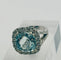 Bague 54 Bague en or blanc 18 carats avec aigue-marine et halo de diamants 58 Facettes 50298