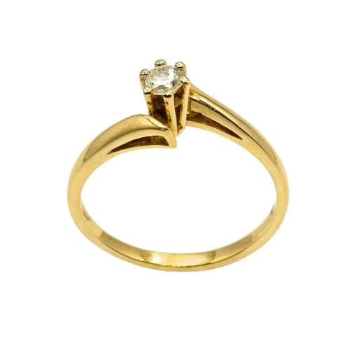 Bague 52 Bague solitaire en or jaune 18 carats avec diamant taille brillant 58 Facettes 50305