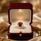 Bague 60 Bague en or blanc, rubis central et diamants 58 Facettes 50333