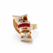 Bague 57 Bague chevalière en or jaune 750 avec rubis et diamants 58 Facettes 50342