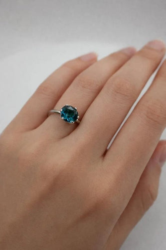 Bague 53 Solitaire - Bague en or blanc 18 carats et topaze London Blue 58 Facettes 50349