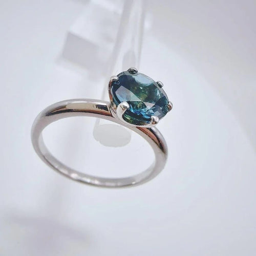 Bague 53 Solitaire - Bague en or blanc 18 carats et topaze London Blue 58 Facettes 50349