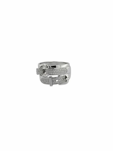 Bague 58 Bague ceinture en or blanc 18 carats et diamants naturels 58 Facettes