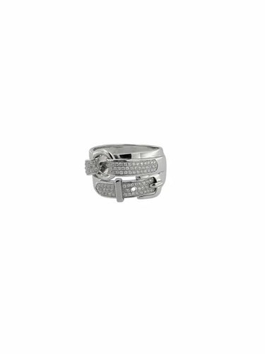 Bague 53 Bague ceinture en or blanc 18 carats et diamants naturels 58 Facettes