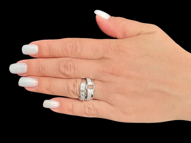 Bague 58 Bague ceinture en or blanc 18 carats et diamants naturels 58 Facettes