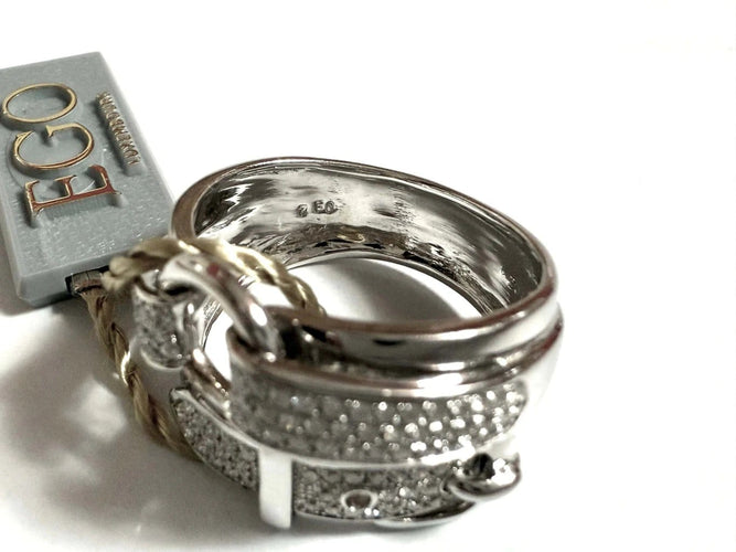 Bague 58 Bague ceinture en or blanc 18 carats et diamants naturels 58 Facettes