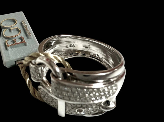 Bague 58 Bague ceinture en or blanc 18 carats et diamants naturels 58 Facettes
