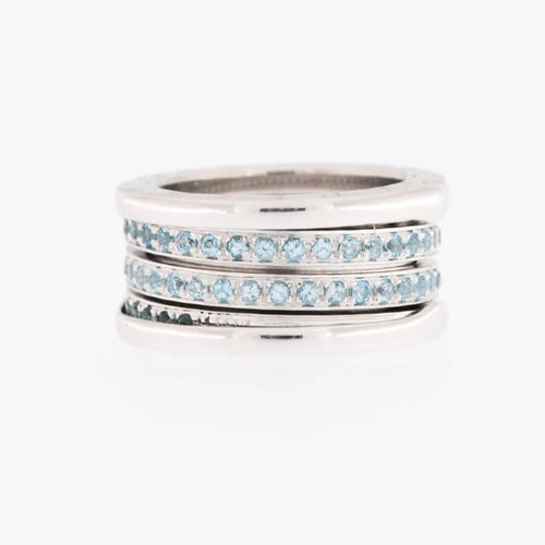 Bague 52 Bulgari B.Zero1 - Bague en or blanc 18 carats et aigue-marine 58 Facettes