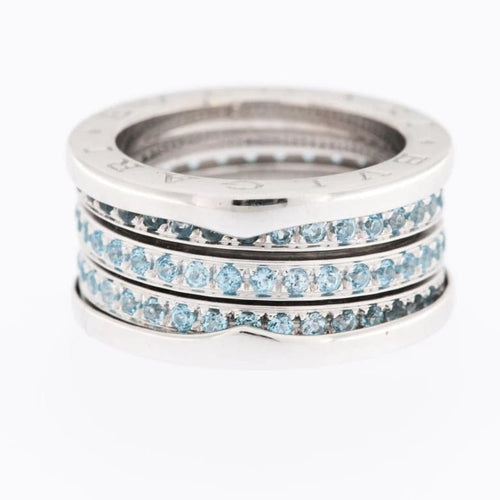 Bague 52 Bulgari B.Zero1 - Bague en or blanc 18 carats et aigue-marine 58 Facettes