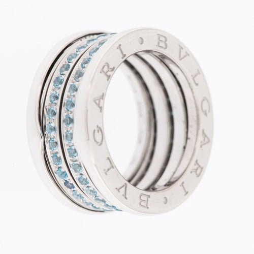 Bague 52 Bulgari B.Zero1 - Bague en or blanc 18 carats et aigue-marine 58 Facettes