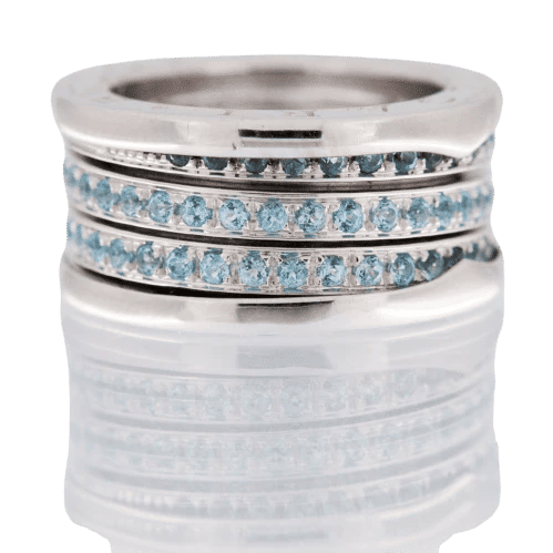 Bague 52 Bulgari B.Zero1 - Bague en or blanc 18 carats et aigue-marine 58 Facettes