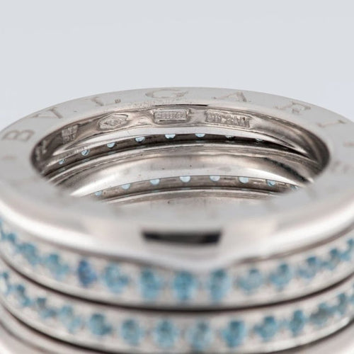 Bague 52 Bulgari B.Zero1 - Bague en or blanc 18 carats et aigue-marine 58 Facettes