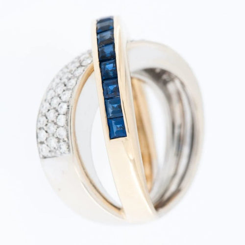 Bague 51 Alfieri & St John - Bague en or 18 carats avec diamants et saphir bleu 58 Facettes