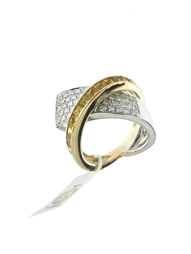 Bague 55.5 Alfieri & St. John - Bague en or 18 carats, saphir jaune et diamants 58 Facettes