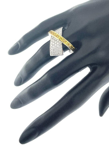 Bague 55.5 Alfieri & St. John - Bague en or 18 carats, saphir jaune et diamants 58 Facettes
